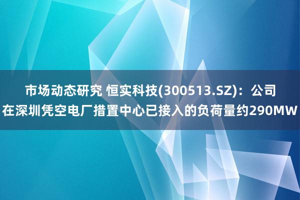 市场动态研究 恒实科技(300513.SZ)：公司在深圳凭空电厂措置中心已接入的负荷量约290MW