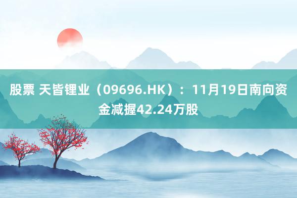 股票 天皆锂业（09696.HK）：11月19日南向资金减握42.24万股