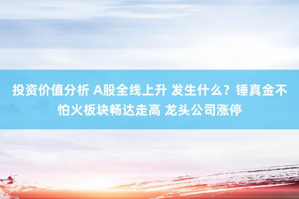 投资价值分析 A股全线上升 发生什么？锤真金不怕火板块畅达走高 龙头公司涨停