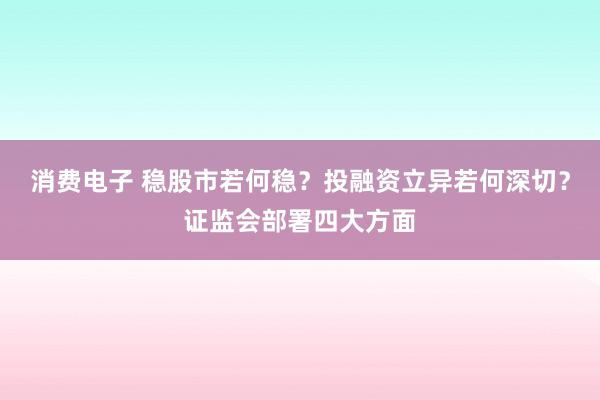 消费电子 稳股市若何稳？投融资立异若何深切？证监会部署四大方面