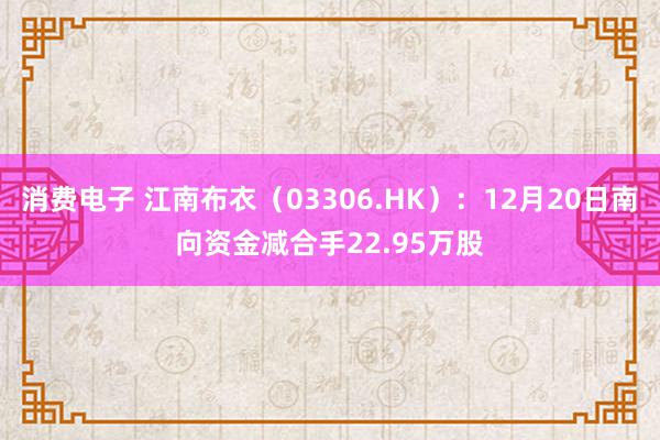 消费电子 江南布衣（03306.HK）：12月20日南向资金减合手22.95万股