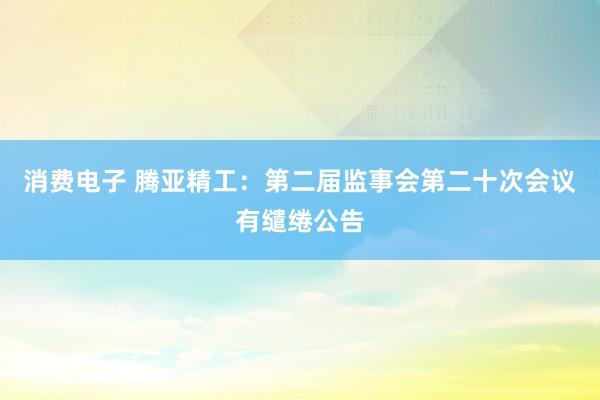 消费电子 腾亚精工：第二届监事会第二十次会议有缱绻公告