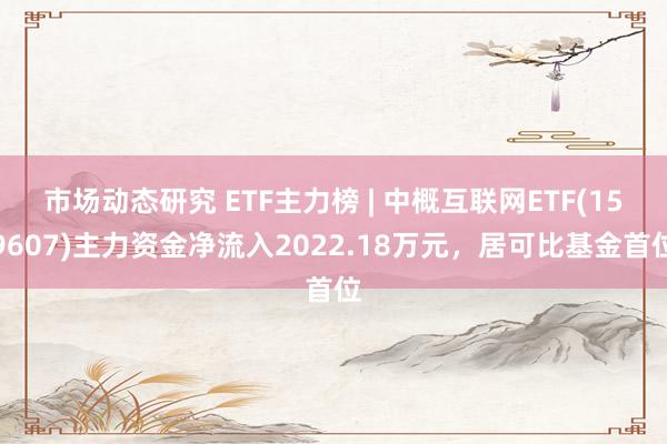 市场动态研究 ETF主力榜 | 中概互联网ETF(159607)主力资金净流入2022.18万元，居可比基金首位