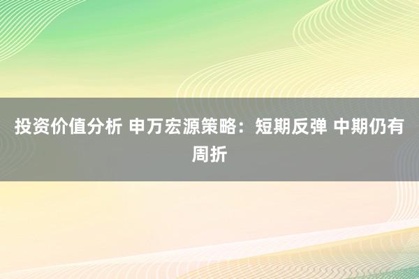 投资价值分析 申万宏源策略：短期反弹 中期仍有周折