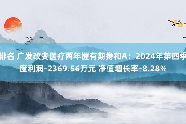 排名 广发改变医疗两年握有期搀和A：2024年第四季度利润-2369.56万元 净值增长率-8.28%