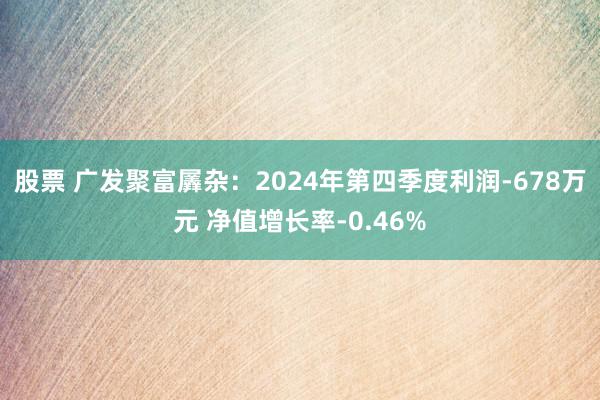 股票 广发聚富羼杂：2024年第四季度利润-678万元 净值增长率-0.46%