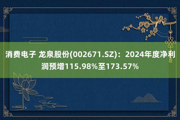 消费电子 龙泉股份(002671.SZ)：2024年度净利润预增115.98%至173.57%