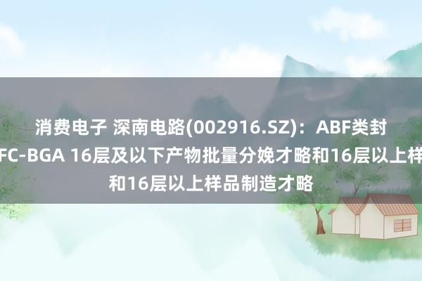 消费电子 深南电路(002916.SZ)：ABF类封装基板具备FC-BGA 16层及以下产物批量分娩才略和16层以上样品制造才略