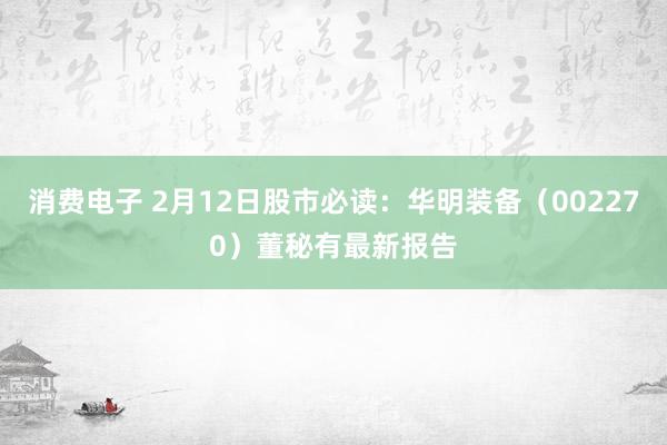 消费电子 2月12日股市必读：华明装备（002270）董秘有最新报告