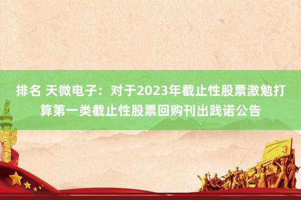 排名 天微电子：对于2023年截止性股票激勉打算第一类截止性股票回购刊出践诺公告