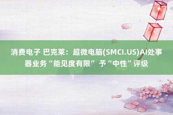 消费电子 巴克莱：超微电脑(SMCI.US)AI处事器业务“能见度有限” 予“中性”评级