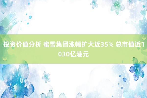 投资价值分析 蜜雪集团涨幅扩大近35% 总市值近1030亿港元