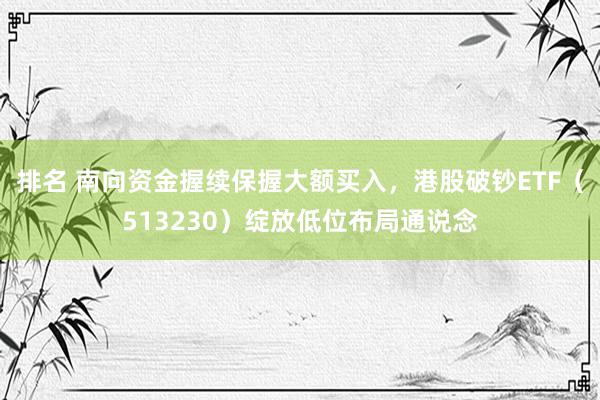 排名 南向资金握续保握大额买入，港股破钞ETF（513230）绽放低位布局通说念